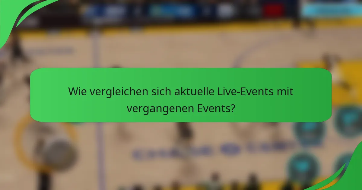 Wie vergleichen sich aktuelle Live-Events mit vergangenen Events?