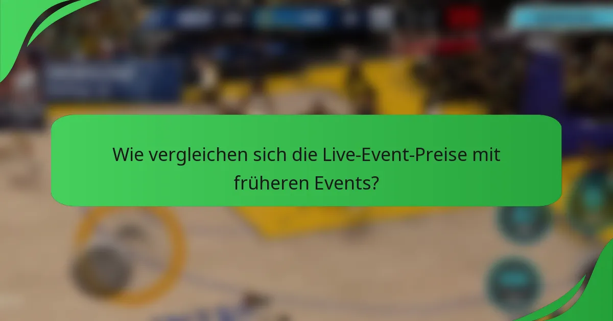 Wie vergleichen sich die Live-Event-Preise mit früheren Events?